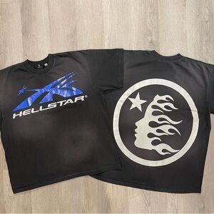 hellstar sports core gel logo t-shirt black / blue
